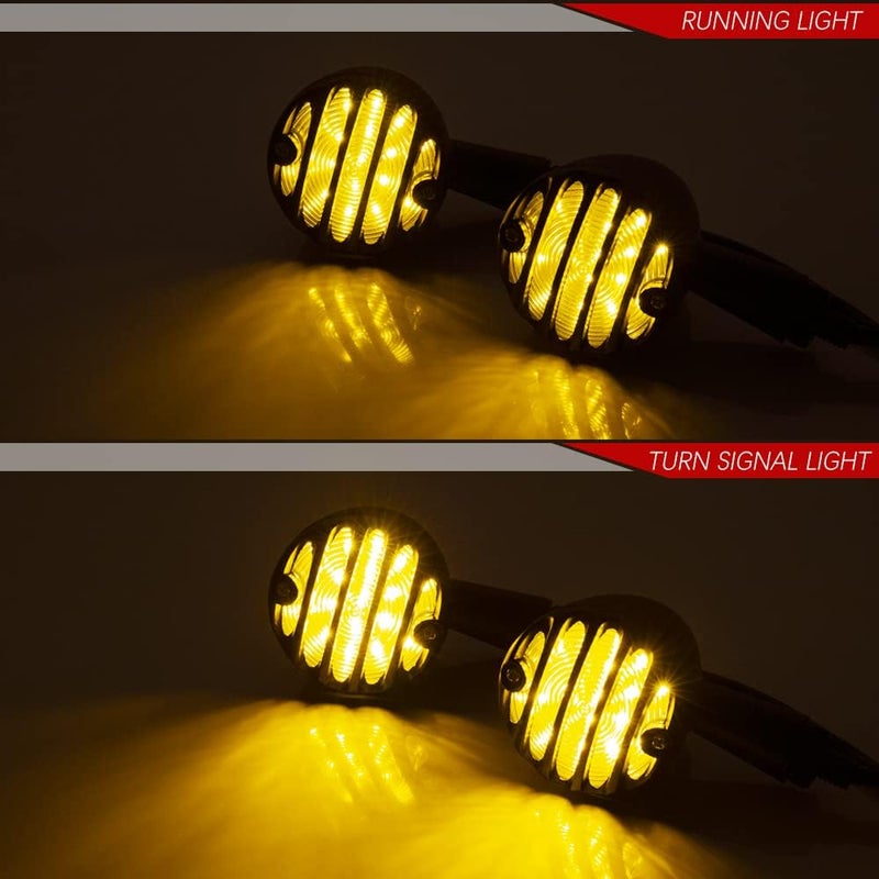 KICRY SMD LED Bullet Turn Signals Motorcycle Amber Front Rear Blinker Grill Indicator Universal Compatible for Honda Yamaha Suzuki Kawasaki Harley Chopper Bobber Dyna(Black-Amber) - Image 2